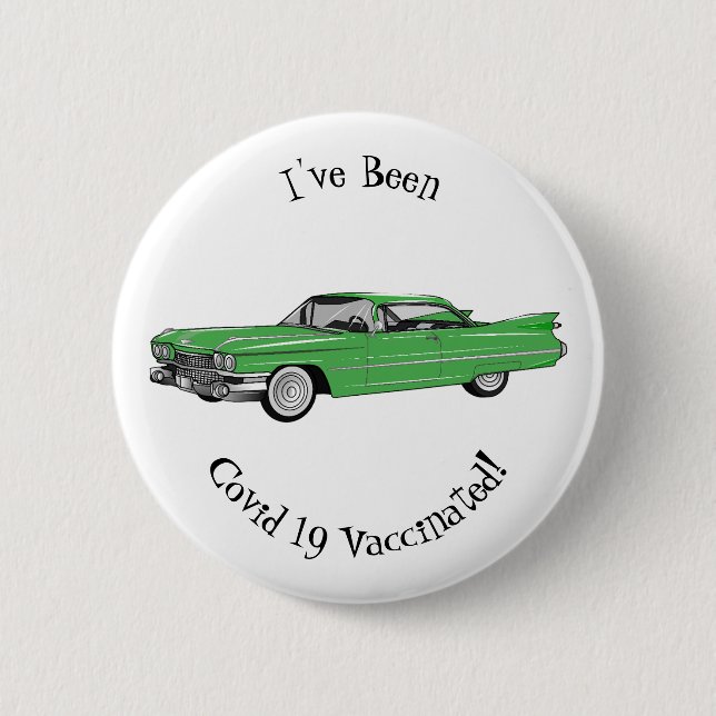 Classic car 1959 cartoon illustration 2 inch round button (Front)