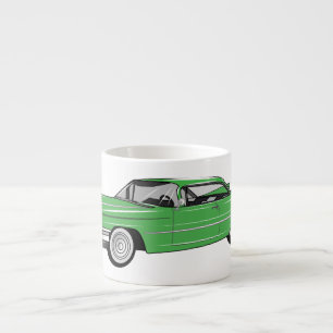 Classic car 1959 cartoon illustration espresso cup