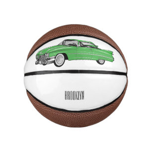 Classic car 1959 cartoon illustration mini basketball