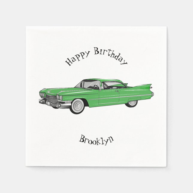 Classic car 1959 cartoon illustration napkin (Front)