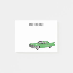 Classic car 1959 cartoon illustration post-it notes