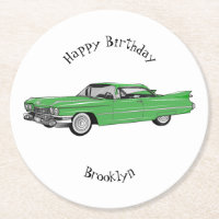 Classic car 1959 cartoon illustration
