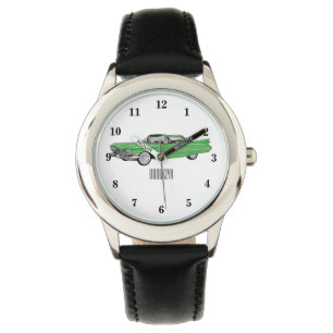 Classic car 1959 cartoon illustration watch