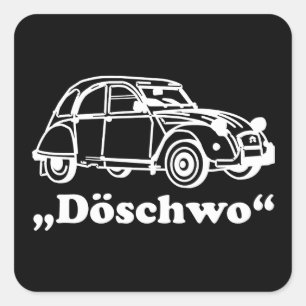 Classic Car 2cv White Retro Döschwo Square Sticker