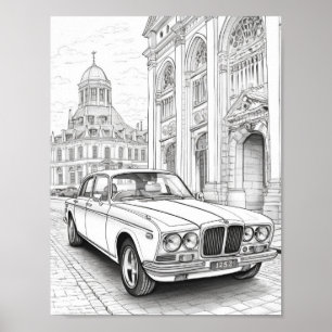 Classic Car Adult Coloring Poster