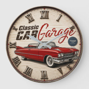 Classic Car American Convertible Vintage  Large Clock