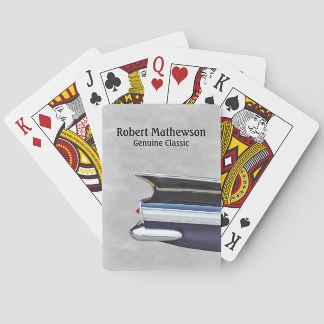 Classic Car and Classic Person personalize Playing Cards (Back)