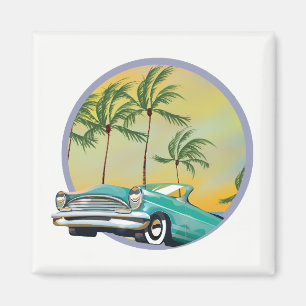Classic Car at dusk Magnet