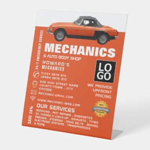 Classic Car, Auto Mechanic & Repairs Advertising Pedestal Sign