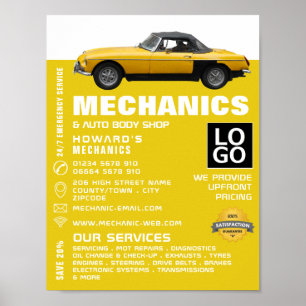 Classic Car, Auto Mechanic & Repairs Advertising Poster