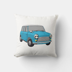 classic car Blue British Mini Cooper Throw Pillow