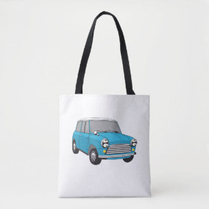 classic car Blue British Mini Cooper Tote Bag