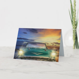 CLASSIC CAR BLUE FOR HIM BIRTHDAY CARDS