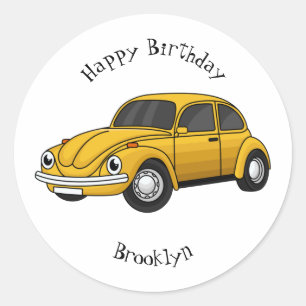 Classic car cartoon classic round sticker