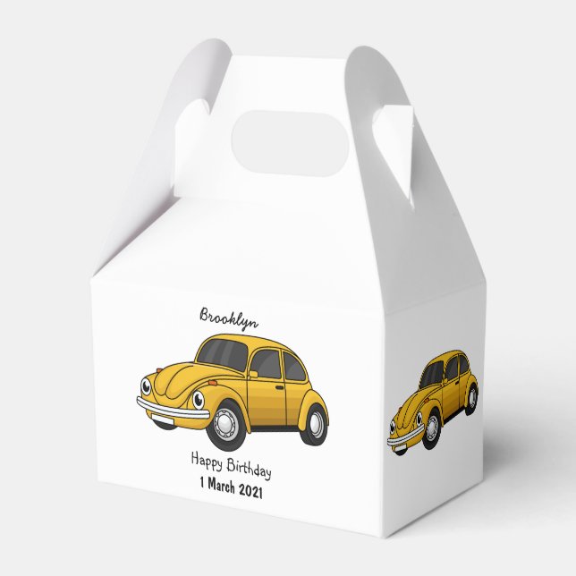 Classic car cartoon favor box (Front Side)