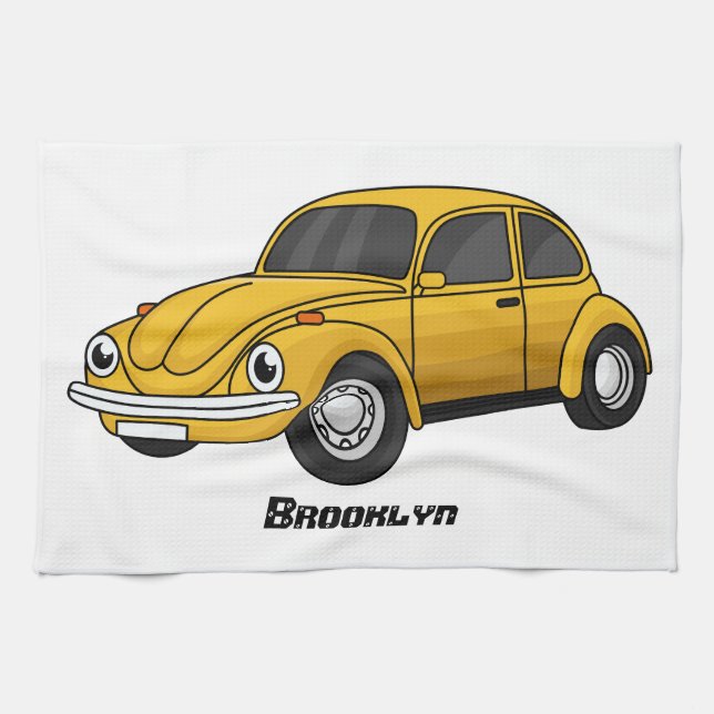 Classic car cartoon kitchen towel (Horizontal)