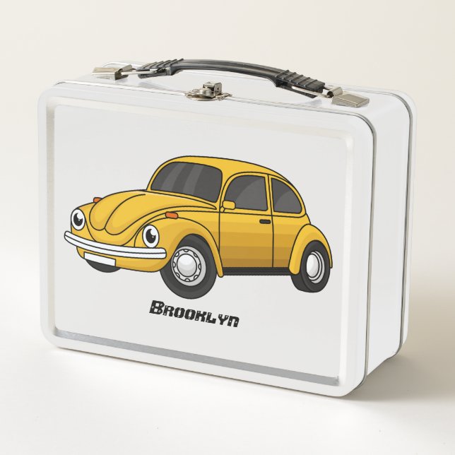 Classic car cartoon metal lunch box (Front)