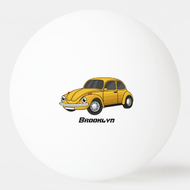 Classic car cartoon ping pong ball (Front)