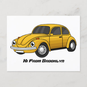 Classic car cartoon postcard