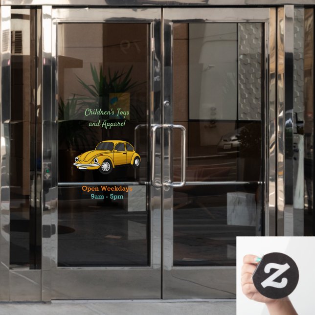 Classic car cartoon window cling (Office Door)