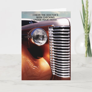 Classic Car Check Under Hood Get Well Card
