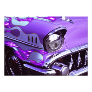 Classic car: Chevrolet with flaming hood Photo Print