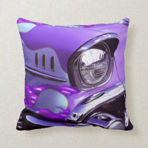 Classic car: Chevrolet with flaming hood Throw Pillow