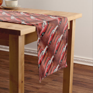 Classic Car Chevy Bel Air Red White Vintage Dodge Short Table Runner