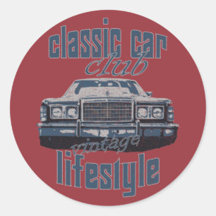 classic car club vintage old car lover gift round sticker