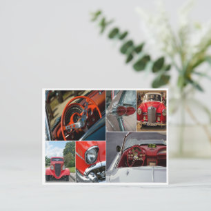 Classic car collage postcard greeting card