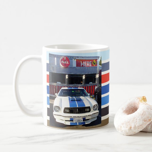 Classic Car Cruise Night at Diner Coffee Mug (With Donut)