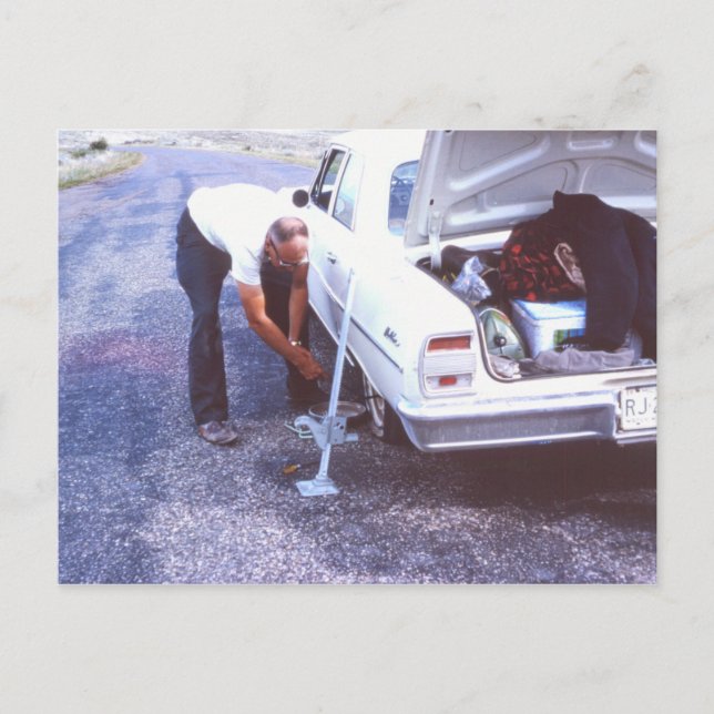 Classic Car Flat Tire Postcard (Front)