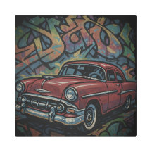 Classic Car Graffiti Poster