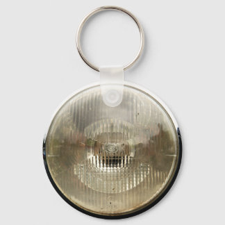 Classic car headlamp with round clear glass lens keychain