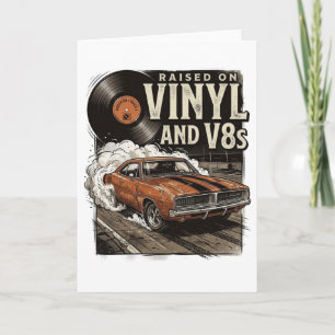 Classic Car Lover Raised On Vinyl and V8s Tee Card