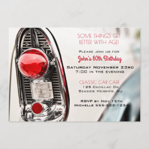 Classic Car Mid Century Tail Light Invitation