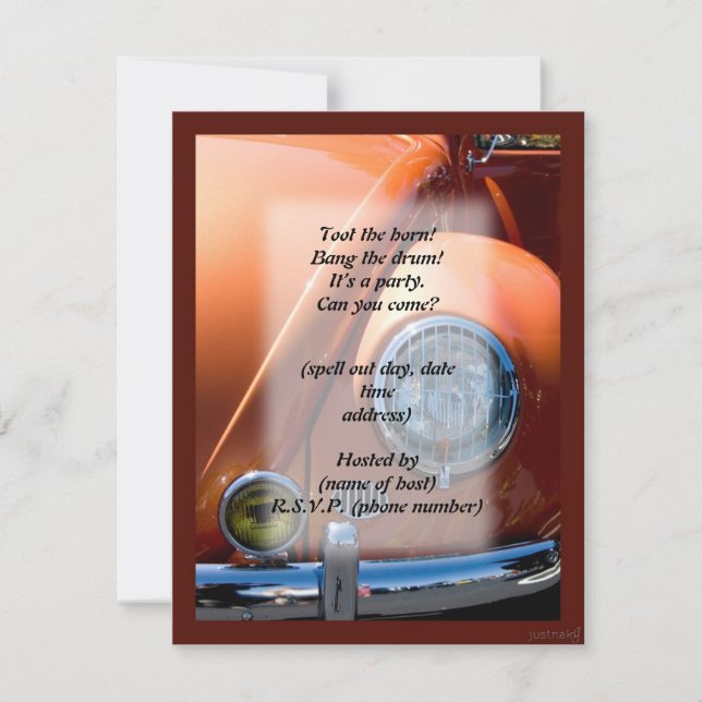 classic car party invite (Front)