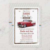Classic Car Retro Baby Shower Invitation