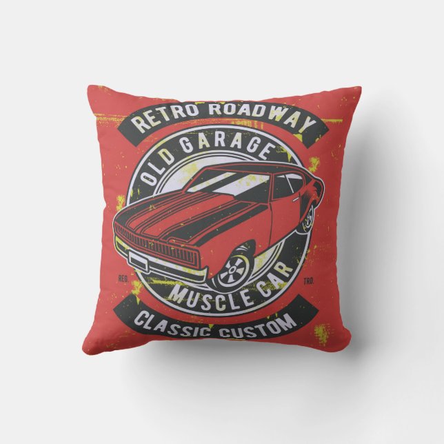 Classic Car Retro  Throw Pillow (Back)