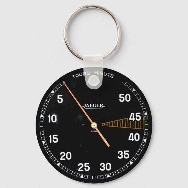 Classic car rev counter, vintage tachometer gauge keychain (Front)