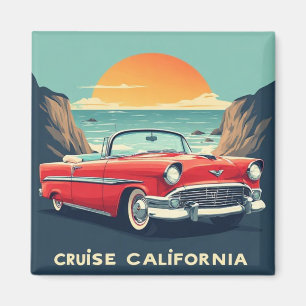 Classic Car Road Trip Cruise California Magnet