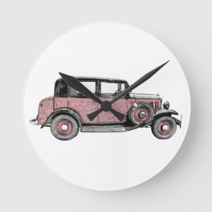 classic car round clock