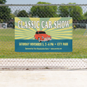 Classic Car Show Retro Style Banner