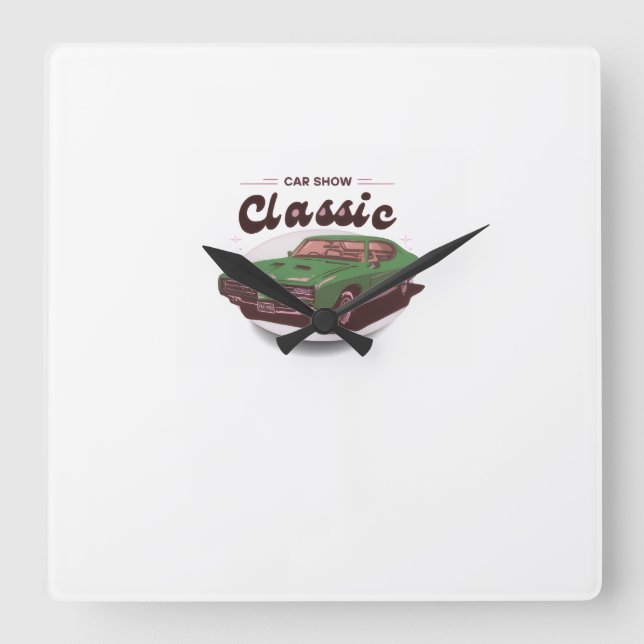 Classic Car Show Square Wall Clock (Front)