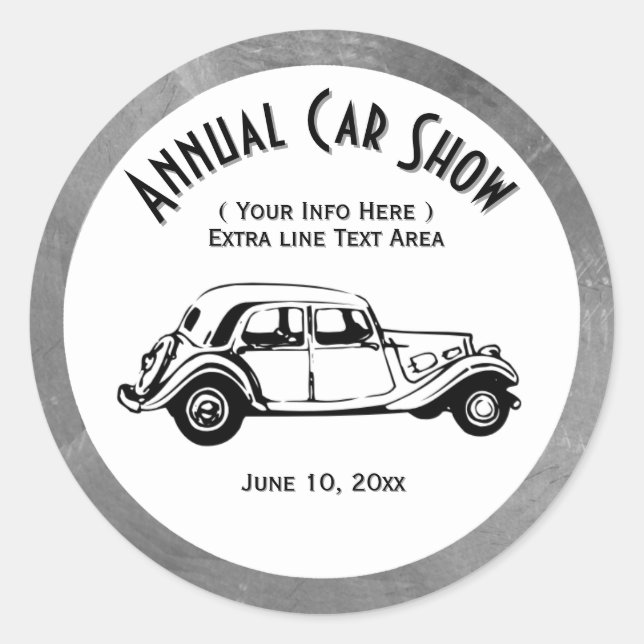 Classic Car Show Stickers Double Line Customize (Front)