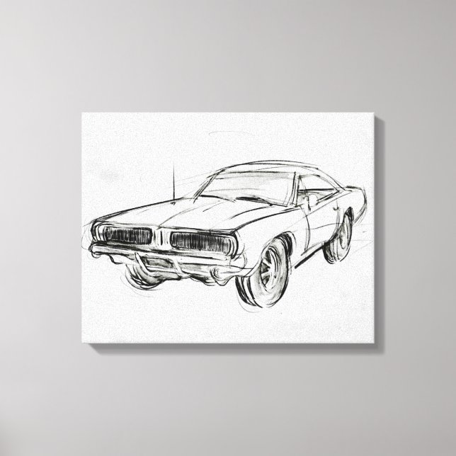 Classic Car Sketch IV Canvas Print (Front)