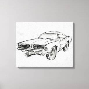 Classic Car Sketch IV Canvas Print