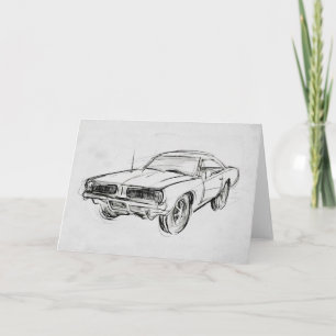 Classic Car Sketch IV Card