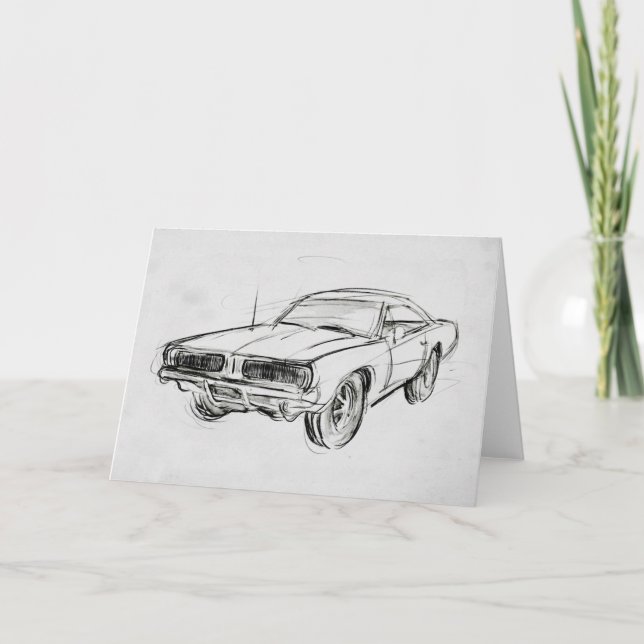Classic Car Sketch IV Card (Front)