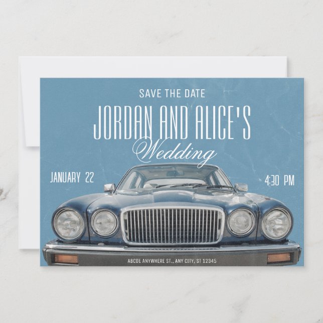 Classic car Wedding  Save The Date (Front)